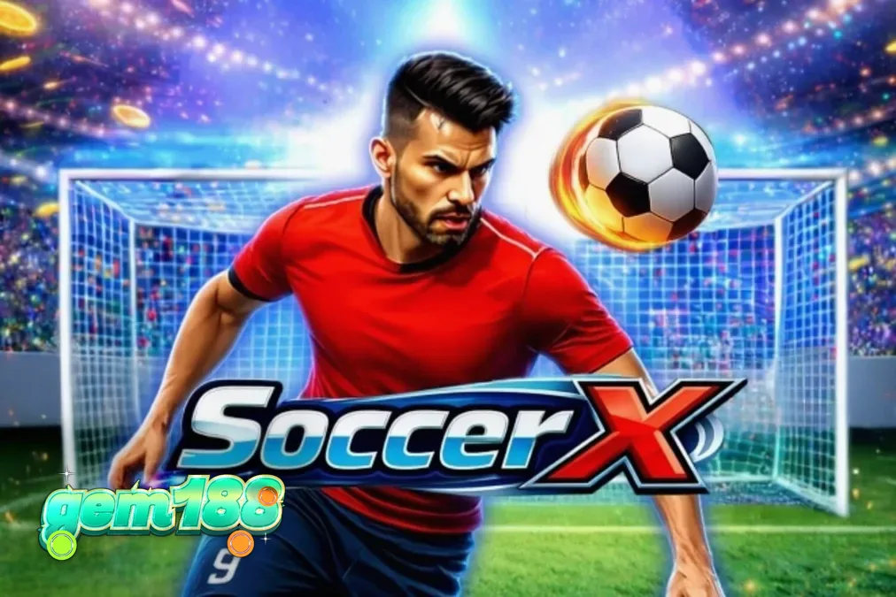 Tampilan visual lapangan sepak bola dan antarmuka permainan SoccerX