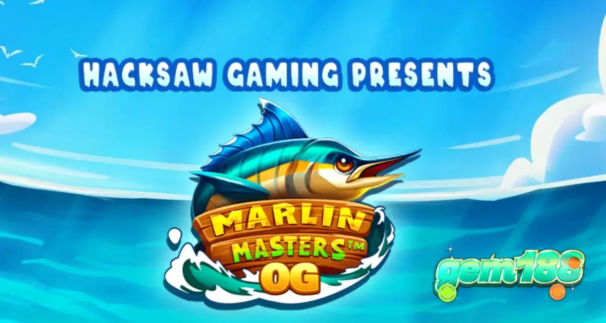 Tampilan antarmuka seluler gim slot Marlin Masters OG